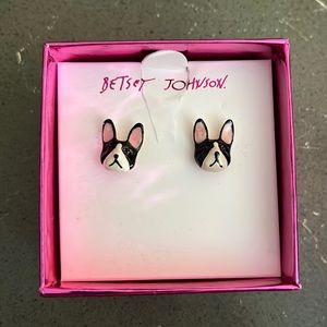 Betsey Johnson French Bulldog Stud Earrings NIB